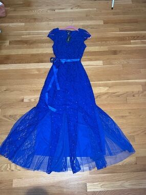 Candalite Royal Blue Lace and Tulle Formal Dress